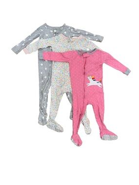 Carter's Pink, Gray and Floral Girls' Footed One-Piece Pajama Set